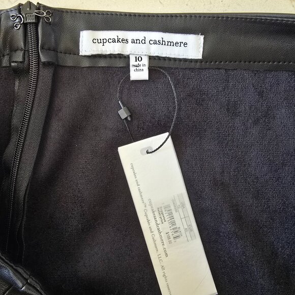 NWT Cupcakes and Cashmere Leather Skirt with Lace Sz 10 Black Motto - Picture 6 of 6